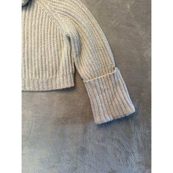 L’Academia Revolve Idriya Cropped Tunnel Funnel Neck Chunky Sweater S Grey - Picture 5 of 14